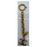 Chanel Interlocking CC Logo Bag Charm - Gold-Tone Chain - Made In France