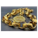 Chanel Gold Tone Chain Belt 48" CC Logo Pendant Vintage