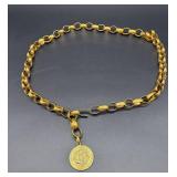 Chanel Gold Tone Chain Belt 48" CC Logo Pendant Vintage