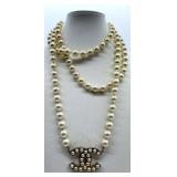 Chanel CC Logo Glass Pearl Necklace - Multi-Strand Faux Pearl Beads