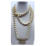 Chanel CC Logo Glass Pearl Necklace - Multi-Strand Faux Pearl Beads