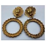 Chanel Vintage Clip-On Earrings - Pearl Center Floral Motif & Rope Hoops