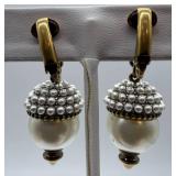Gucci Pearl Drop Earrings & Made in Italy - Tiger Head Tops