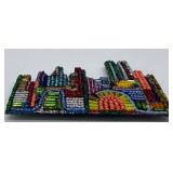 Beaded Cityscape Brooch - Signed Artisan, Hand-Beaded Seed Bead Mosaic