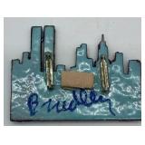 Beaded Cityscape Brooch - Signed Artisan, Hand-Beaded Seed Bead Mosaic