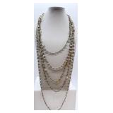 Multi-Strand Layered Quartz Crystal with Toggle Clasp Necklace