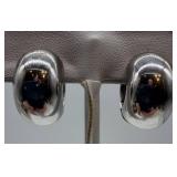 Clip-On Earrings - Silver-Tone with Green Gem Clover Motif (Pair)