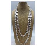Wrap Single-Strand Freshwater Pearl Necklace - Coin Pearl Beads, White
