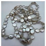 Wrap Single-Strand Freshwater Pearl Necklace - Coin Pearl Beads, White