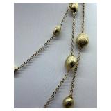 Layered Wrap Gold-Tone Necklace - Textured Oval Beads & Lobster Clasp