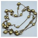 Layered Wrap Gold-Tone Necklace - Textured Oval Beads & Lobster Clasp