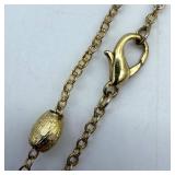 Layered Wrap Gold-Tone Necklace - Textured Oval Beads & Lobster Clasp