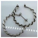 Gold & Silver Hoop Earrings - 2 Pairs & Pearl Bead Necklaces (16in & 14.5in)