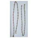 Gold & Silver Hoop Earrings - 2 Pairs & Pearl Bead Necklaces (16in & 14.5in)