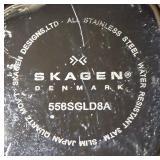 Skagen Denmark 558SGLD8A Crystal-Bezel Gold Tone Watch & Black Leather Strap