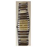 Concord Centurian Rectangular Watch - Two-Tone Gold Dial & Stainless Band, Swiss