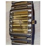 Concord Centurian Rectangular Watch - Two-Tone Gold Dial & Stainless Band, Swiss