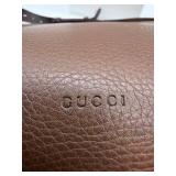 Gucci Brown Pebbled Leather Shoulder Bag - Gold GG Logo Closure