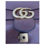 Gucci Brown Pebbled Leather Shoulder Bag - Gold GG Logo Closure