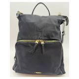 TUMI Black Nylon Backpack with Gold Hardware & Top Handles