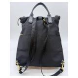 TUMI Black Nylon Backpack with Gold Hardware & Top Handles