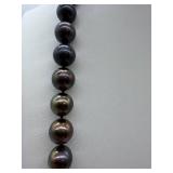 Iridescent Natural Black Pearl Bead Necklace