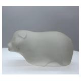 Frosted Glass Pig Figurine - Decorative Display Sculpture