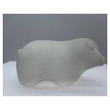 Frosted Glass Pig Figurine - Decorative Display Sculpture