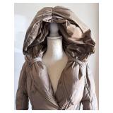add Goose Down Parka Coat with Oversized Hood - Taupe Puffer Winter Coat