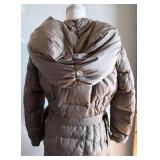 add Goose Down Parka Coat with Oversized Hood - Taupe Puffer Winter Coat