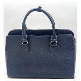 Zara Basic Collection Navy Satchel - Textured Faux Leather & Gold Hardware