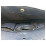 Zara Basic Collection Navy Satchel - Textured Faux Leather & Gold Hardware