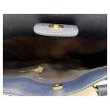 Zara Basic Collection Navy Satchel - Textured Faux Leather & Gold Hardware