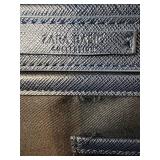 Zara Basic Collection Navy Satchel - Textured Faux Leather & Gold Hardware