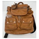 Tumi Backpack Brown Leather - Front Pockets & APW Patch