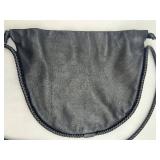 De Vecchi Leather Handbag - Made in Italy - Black Crossbody with Braided Strap