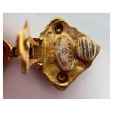 Vintage Chanel Gold-Tone Clip-On Drop Earrings - Diamond Motif, Made in France