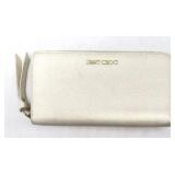 Jimmy Choo Zip-Around Wallet - Cream Pebbled Leather - Made in Italy
