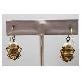 Pearl Drop Earrings - Gold-Tone Filigree Vessel With Pearl