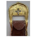 Judith Leiber Brown Snakeskin Belt & Ornate Gold Buckle