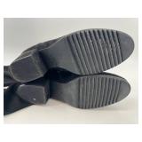 VANELI Black Suede Knee-High Boots - Side Zip, Block Heel - Size 7