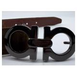 Ferragamo Gancini Leather Belt - Brown, Made in Italy