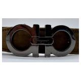 Ferragamo Gancini Leather Belt - Brown, Made in Italy