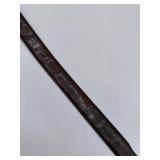 Onyx Crocodile-Embossed Leather Belt - Size 28, Ornate Silver Buckle