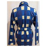 Chloé Stora Belted Patchwork Shirt Jacket - Blue & Beige - Size 36