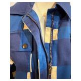 Chloé Stora Belted Patchwork Shirt Jacket - Blue & Beige - Size 36