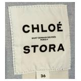 Chloé Stora Belted Patchwork Shirt Jacket - Blue & Beige - Size 36