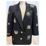 Veronica Beard Patchwork Crest Blazer - Navy - Size 6