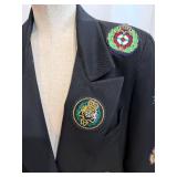 Veronica Beard Patchwork Crest Blazer - Navy - Size 6