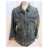 Rogan Distressed Denim Jacket with Sequins - Made in USA - 100% Cotton - Large